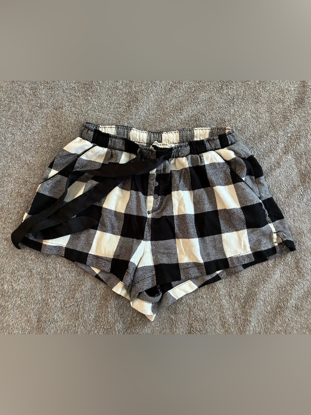 Abercrombie & Fitch Black & White Buffalo Check Lounge Shorts